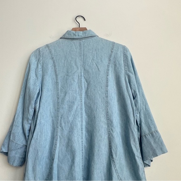 Soft Surroundings Small Rendezvous Tunic Top Light Denim Linen Chambray Pockets - Picture 10 of 12